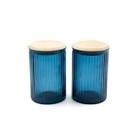 2Pk glass jars dark blue 