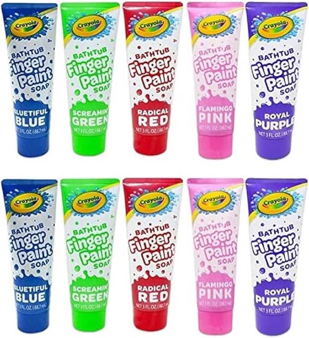Crayola Taste Beauty Bathtub Finger Paint Soap, Easy to Clean, Pack of Ten 3-Fluid-Ounce Bottles