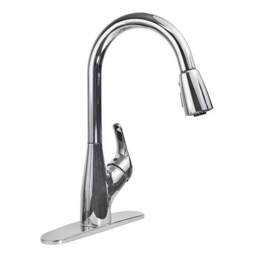 Aqua Plumb 1558018 Single Handle Pull Down Kitchen Faucet with Dual Spray, Chrome