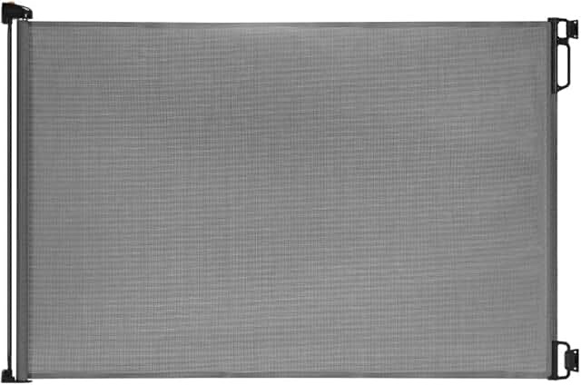 easybaby extra wide retractable baby gate, 33" tall, extends up to 71" wide, grey/child safety baby gates, pet retractable gates for stairs, doorways, hallways, indoor and outdoor