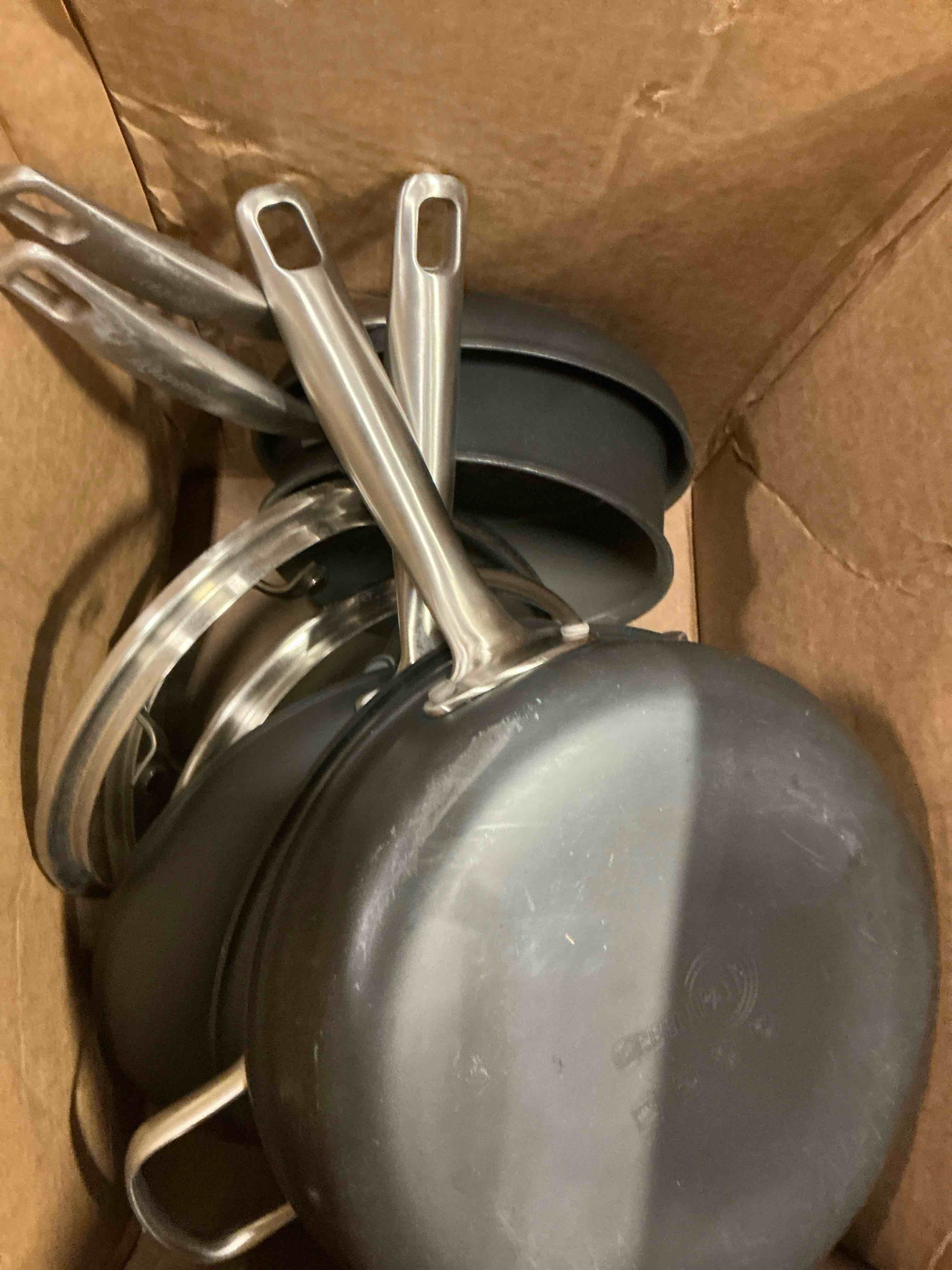 Set of pots and lids Green pan grey color  (7 pieces)