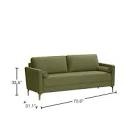 75.6 in. Square Arm Velvet Rectangle Sofa in Olive Green