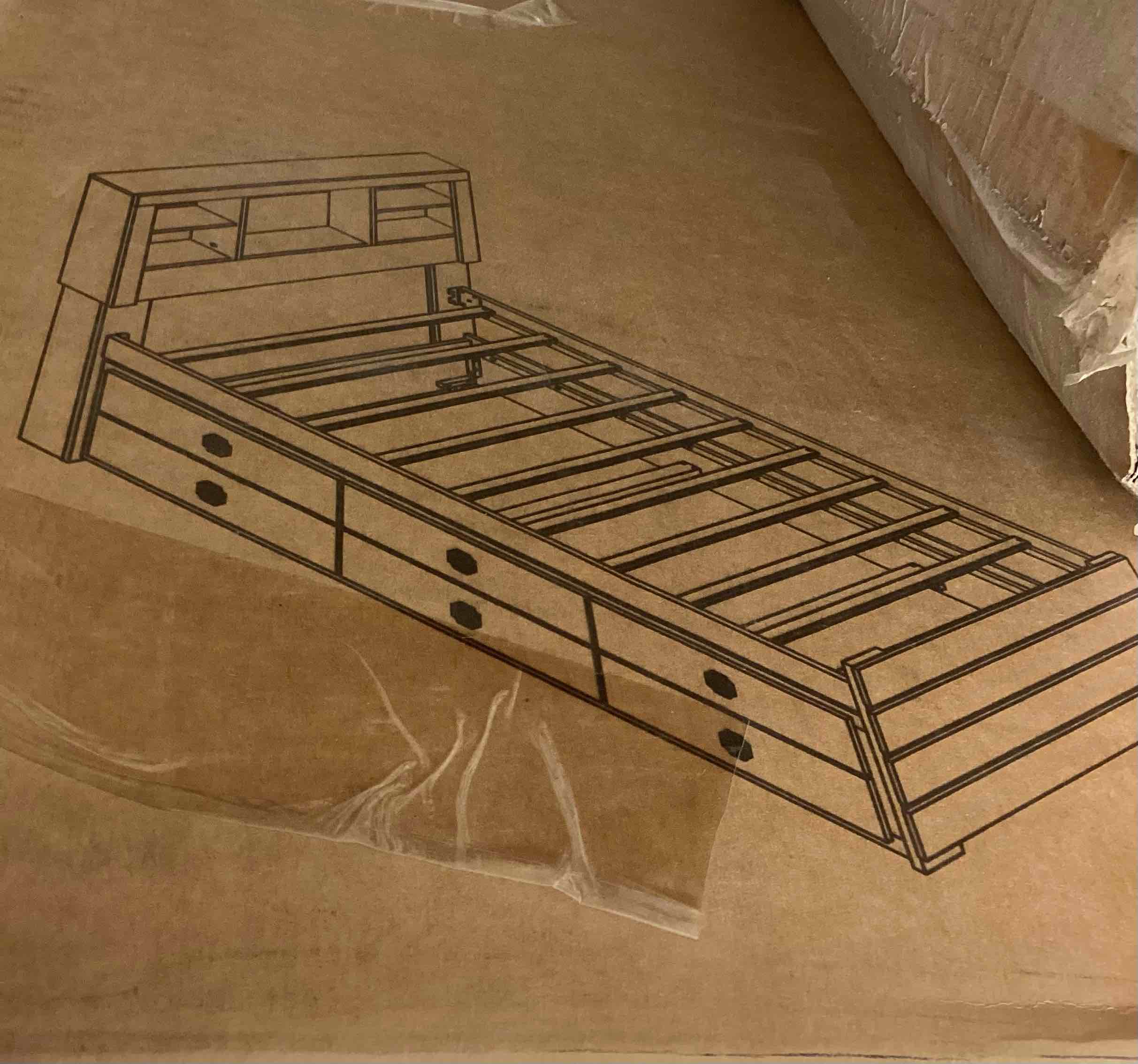 Twin Trundle bed color rustic brown (2 box for pickup)