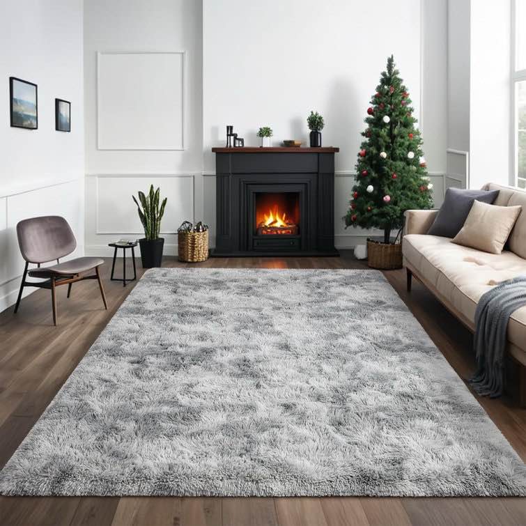 Antonije Tie Dye Shag Area Rug in Gray