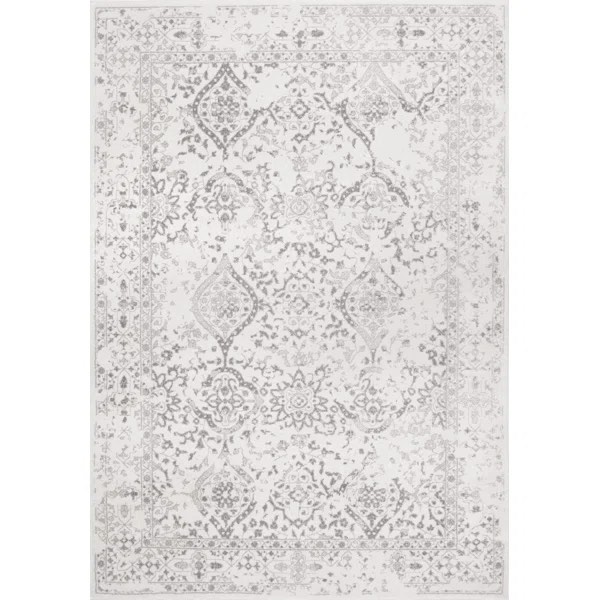 Almirka Medallion Runner Rug for Living Room Bedroom Dining Room Entryway Hallway Kitchen, Ivory/Grey