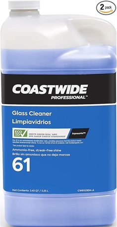 Coastwide Professional Glass Cleaner 61 Eco-ID Ammonia-Free Concentrate for ExpressMix Systems, Unscented, 110 oz Bottle, 2/Carton