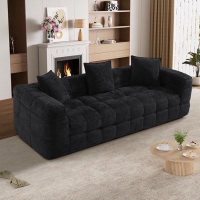 89.8 modern tufted sofa no assembly required 