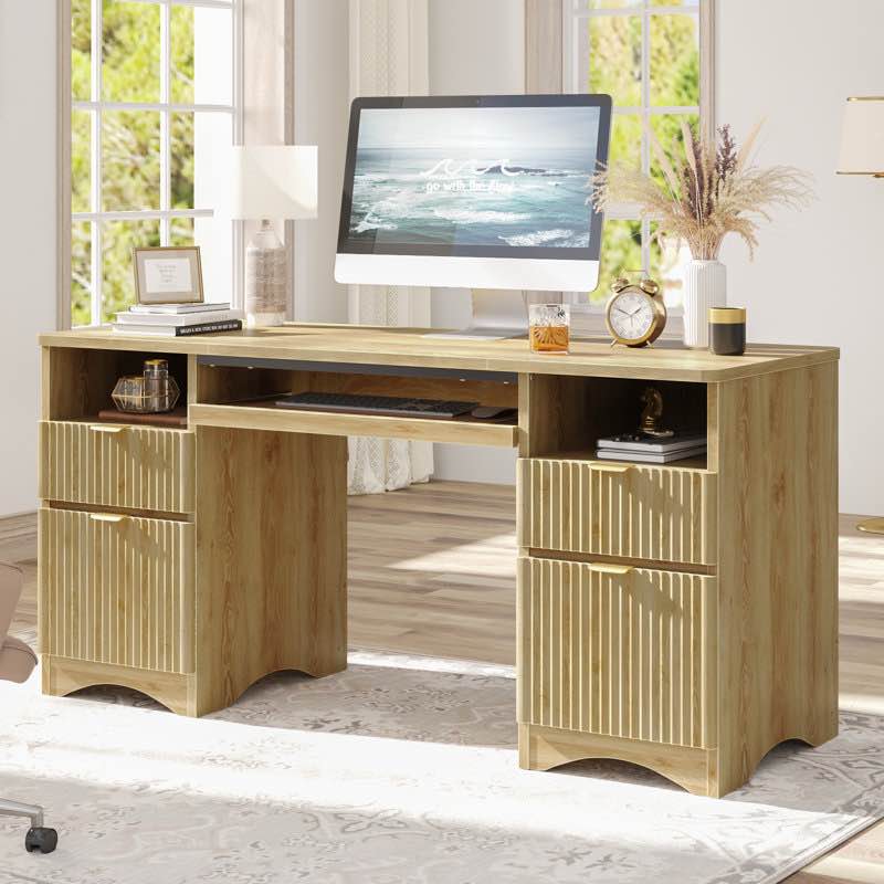 luing 59 fluted executive desk with file and storage drawers 