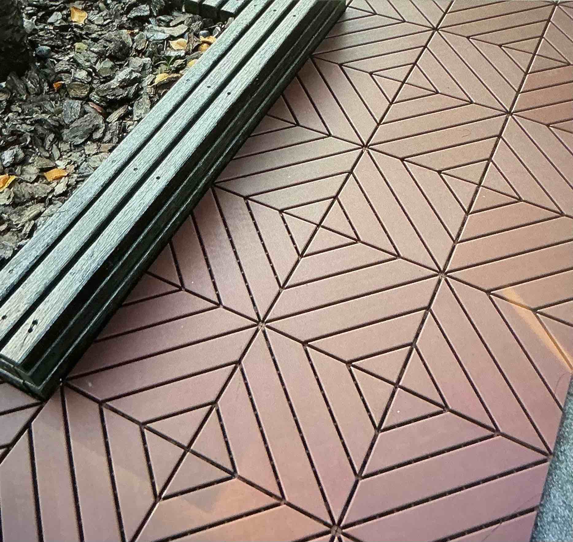 Plastic Interlocking Deck Tiles (44 PCS = 44 sq Ft ), 12x12 Inches Waterproof Outdoor Patio Flooring, Easy Snap Balcony Floor Tiles for Garden, Poolside, Backyard, Pathway, Indoor Use, Red Brown, Grid Pattern (color Brown) 44 PCS = 44 sq Ft 