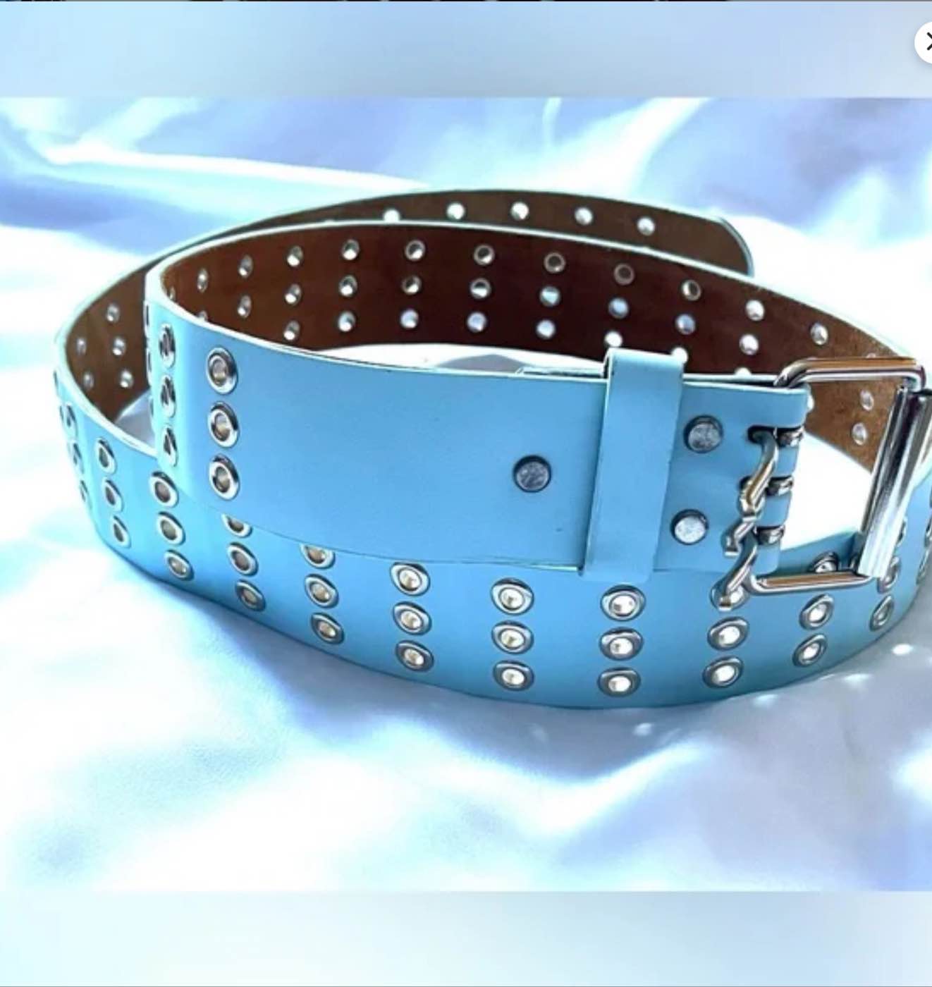 Powder blue grommet genuine leather belt Size. XL ( pack 50 of ) 