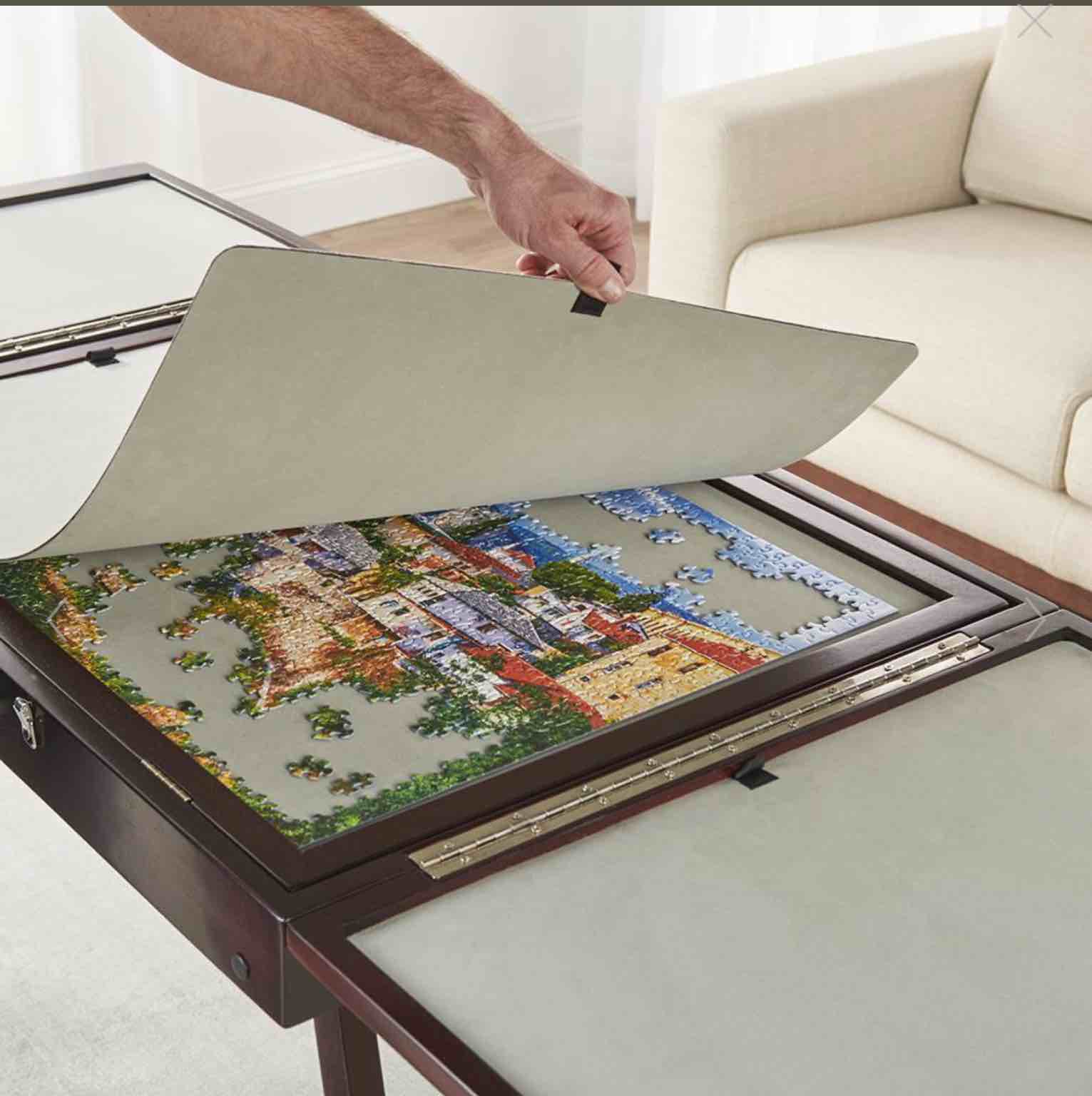 The Adjustable Height Fold And Store Puzzle Table