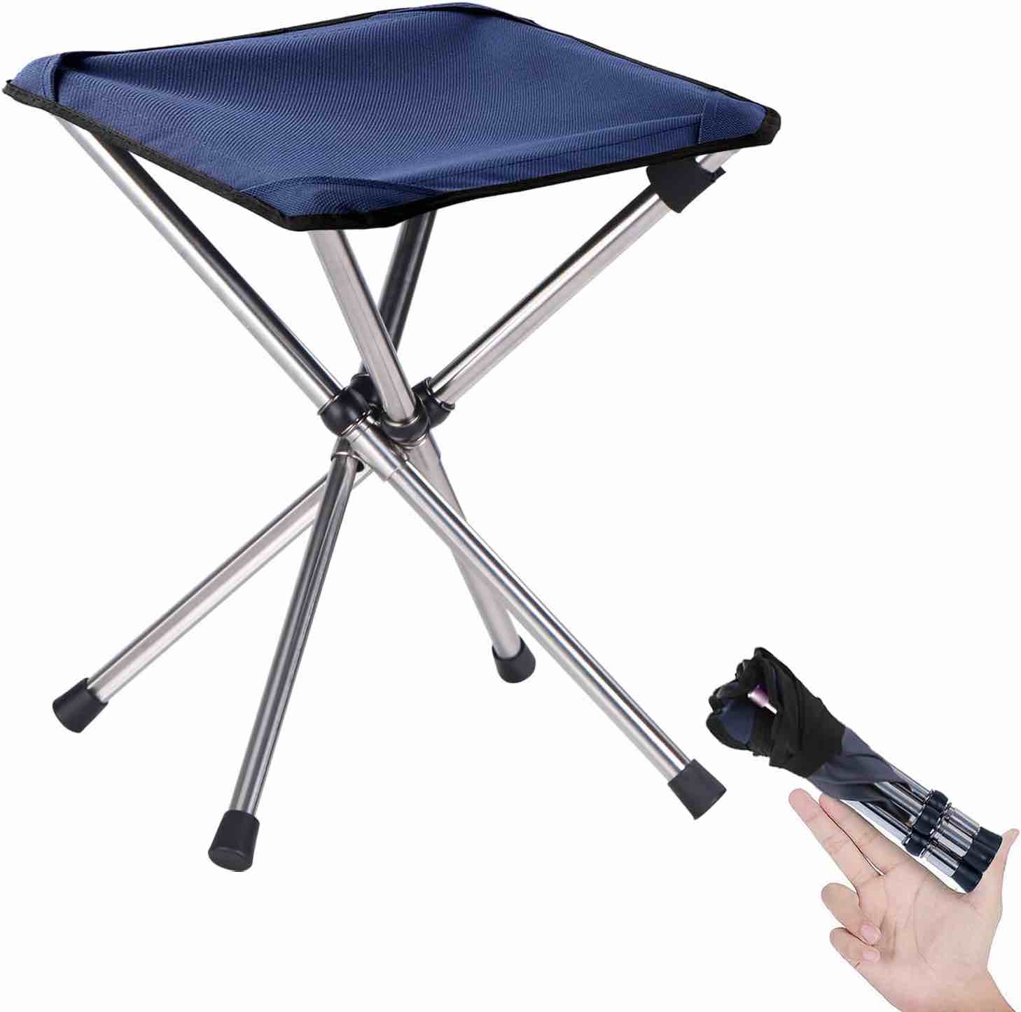 Camping Stool,Small Folding Chair,13.8" Stainless Steel Compact Lightweight Backpacking Stool with Carry Bag