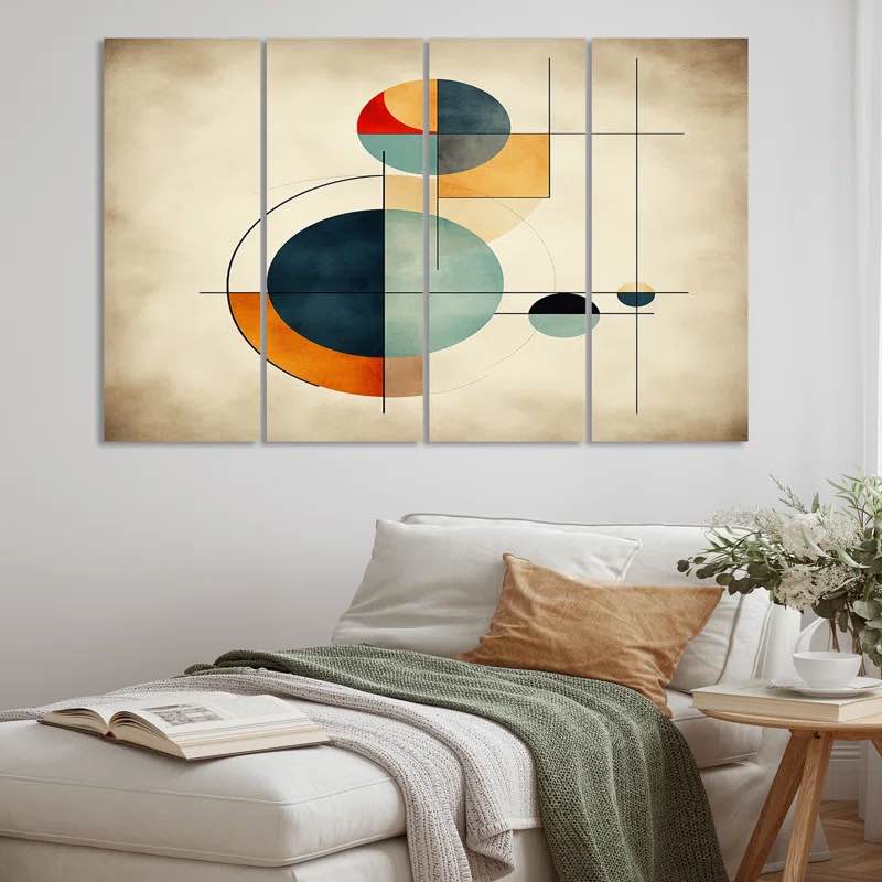 " Syncronicities Midcentury Elegant Retro Art II " 3 - Pieces (48”x 32”) (Similar to stock photo)