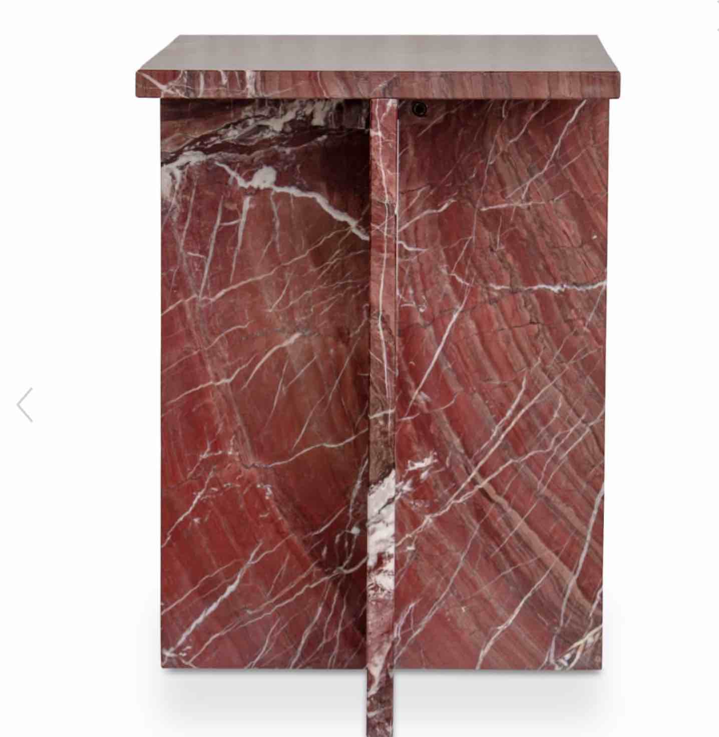 Moe's Home Collection Blair Accent Table Rosso Levanto Marble Stone Side Tables