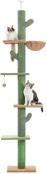 PAWZ Road Cactus Cat Tree Floor to Ceiling Cat Tower with Adjustable Height(95-108 Inches), 5 Tiers Cat Climbing Activity Center with Cozy Hammock, Platforms and Dangling Balls for Indoor Cats