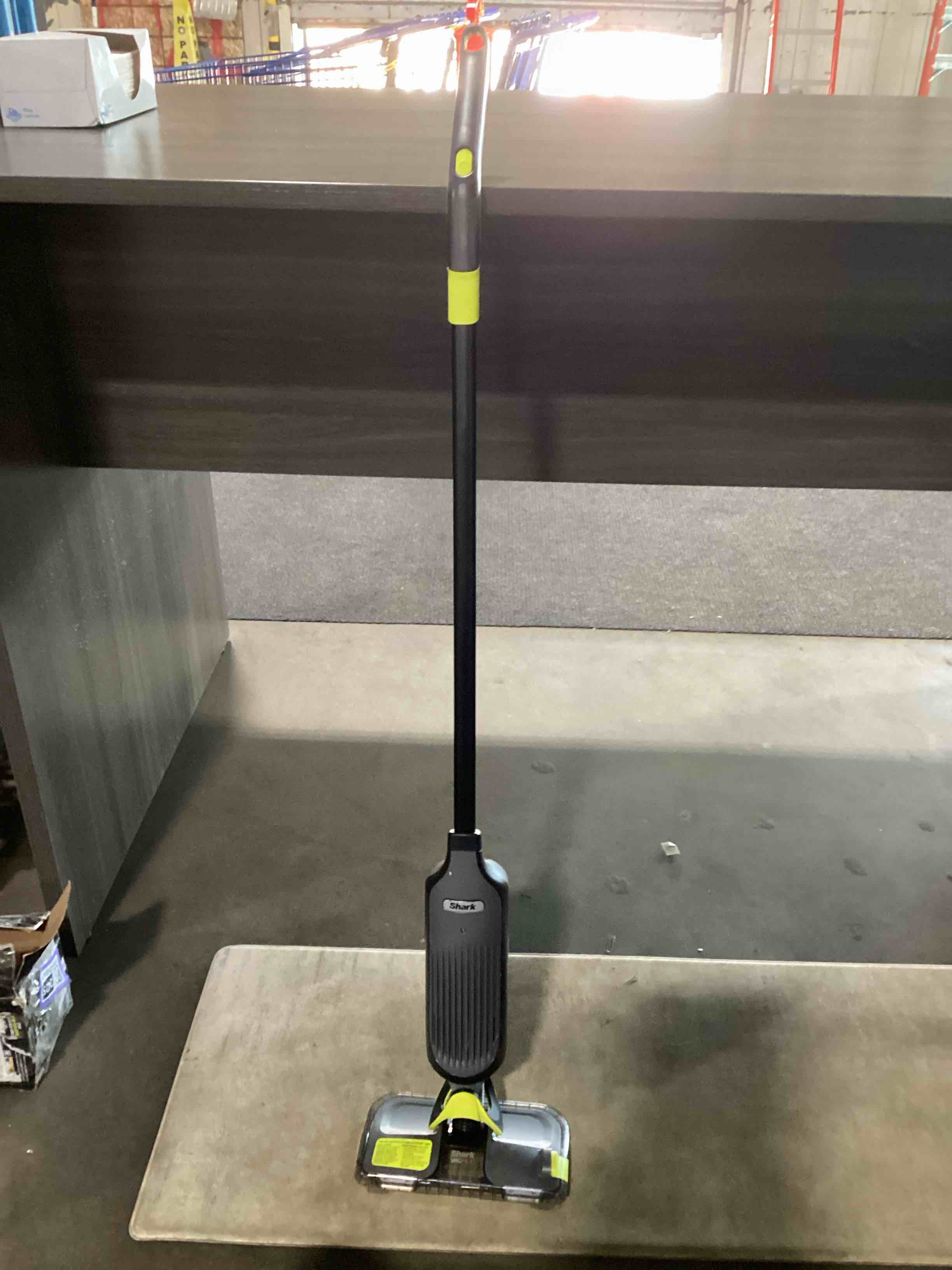 Condition photo showing As Is for shark vacmop cordless hard floor cleaner, vacuum and spray mop, powerful suction, lightweight, led headlights, includes 4 disposable pads, 12oz multi-surface cleaning solution, gray, vm252 gray - 4 pads