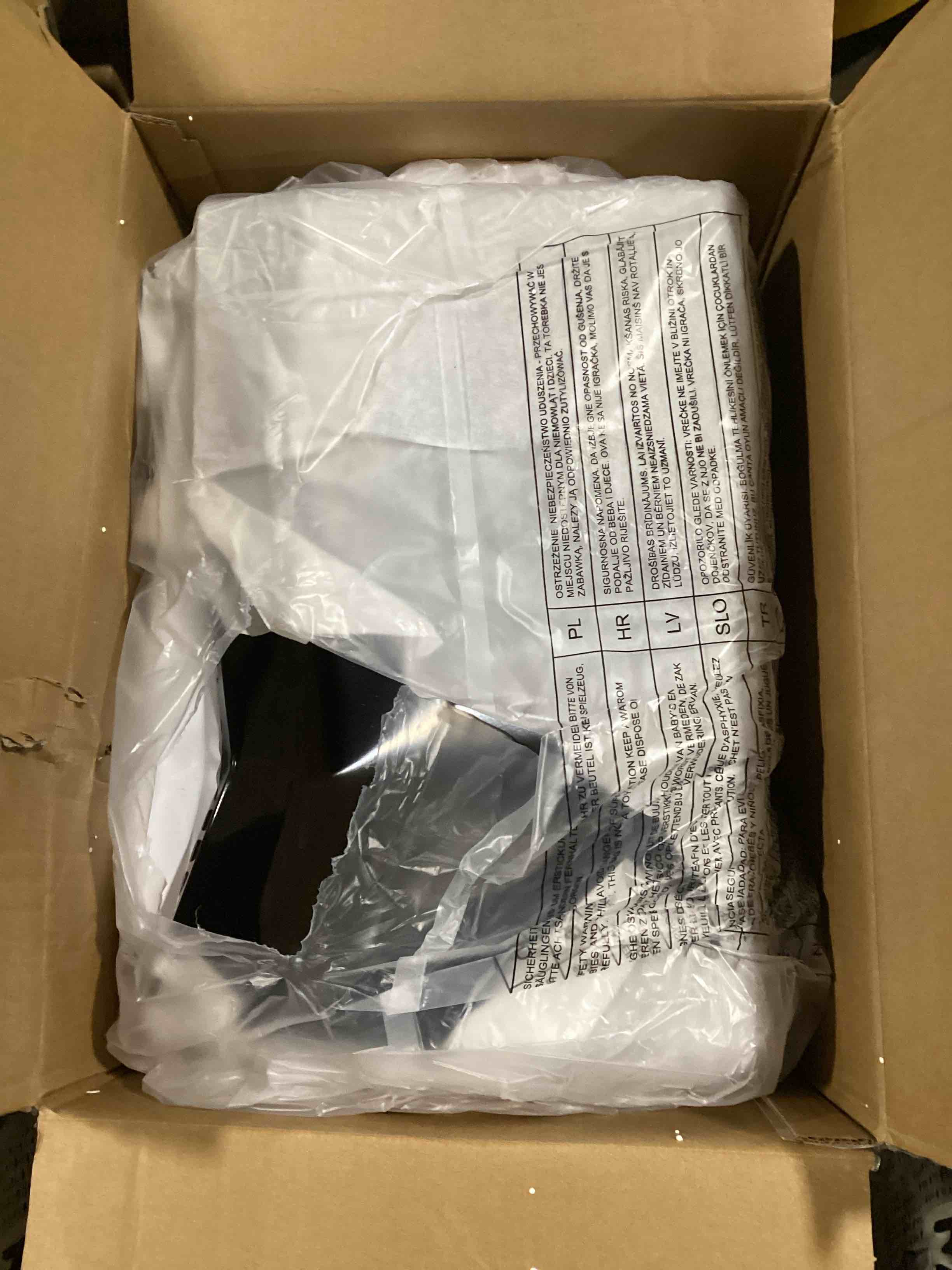 Condition photo showing As Is for emerson mw7302b compact countertop microwave oven with touch control, led display, 700w, 10 power levels, 6 auto menus, glass turntable and child safe lock, 0.7 cu., ft. black