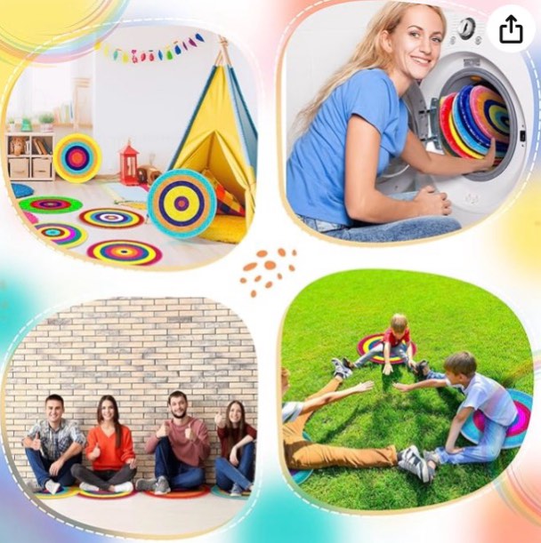 Condition photo showing Good Condition for carpet circle seat for classroom 16" rainbow classroom round rug non slip colorful floor mat soft thin circle time mat for school learning playing areas group activity yoga decor