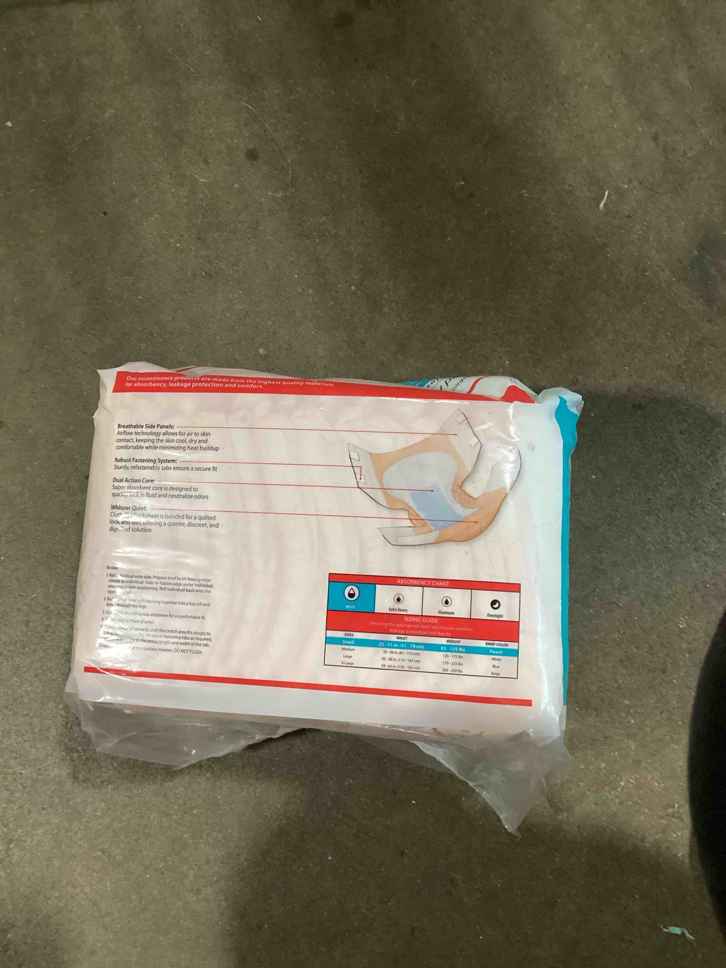 cardinal health™ wings™ plus quilted briefs with breatheeasy™ technology, heavy absorbency, small, adult briefs, disposable incontinence diapers with refastenable tabs 12 pack