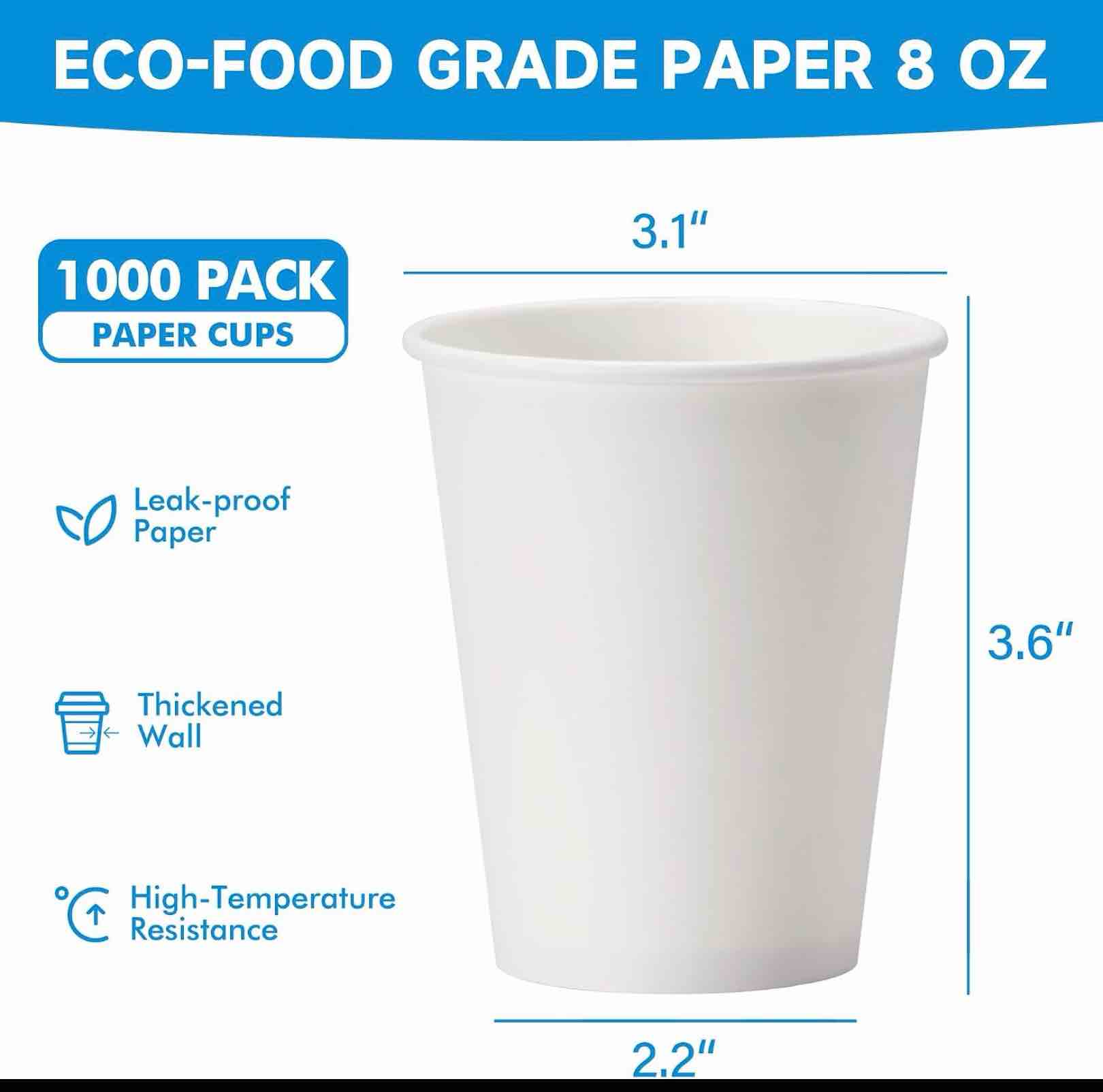 Condition photo showing Good Condition for (incomplete)racetop 8 oz 1000 pack disposable paper coffee cups, paper cups 8 oz disposable, ideal for party, home, office white 8 oz 1000 pack
