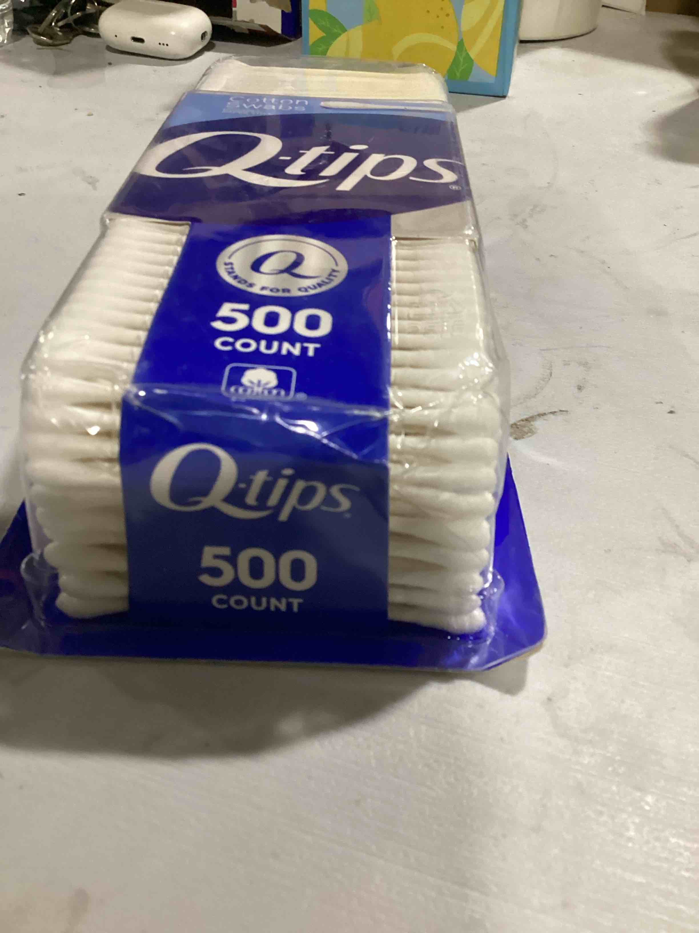 Condition photo showing Good Condition for q-tips cotton swabs, 500 count
