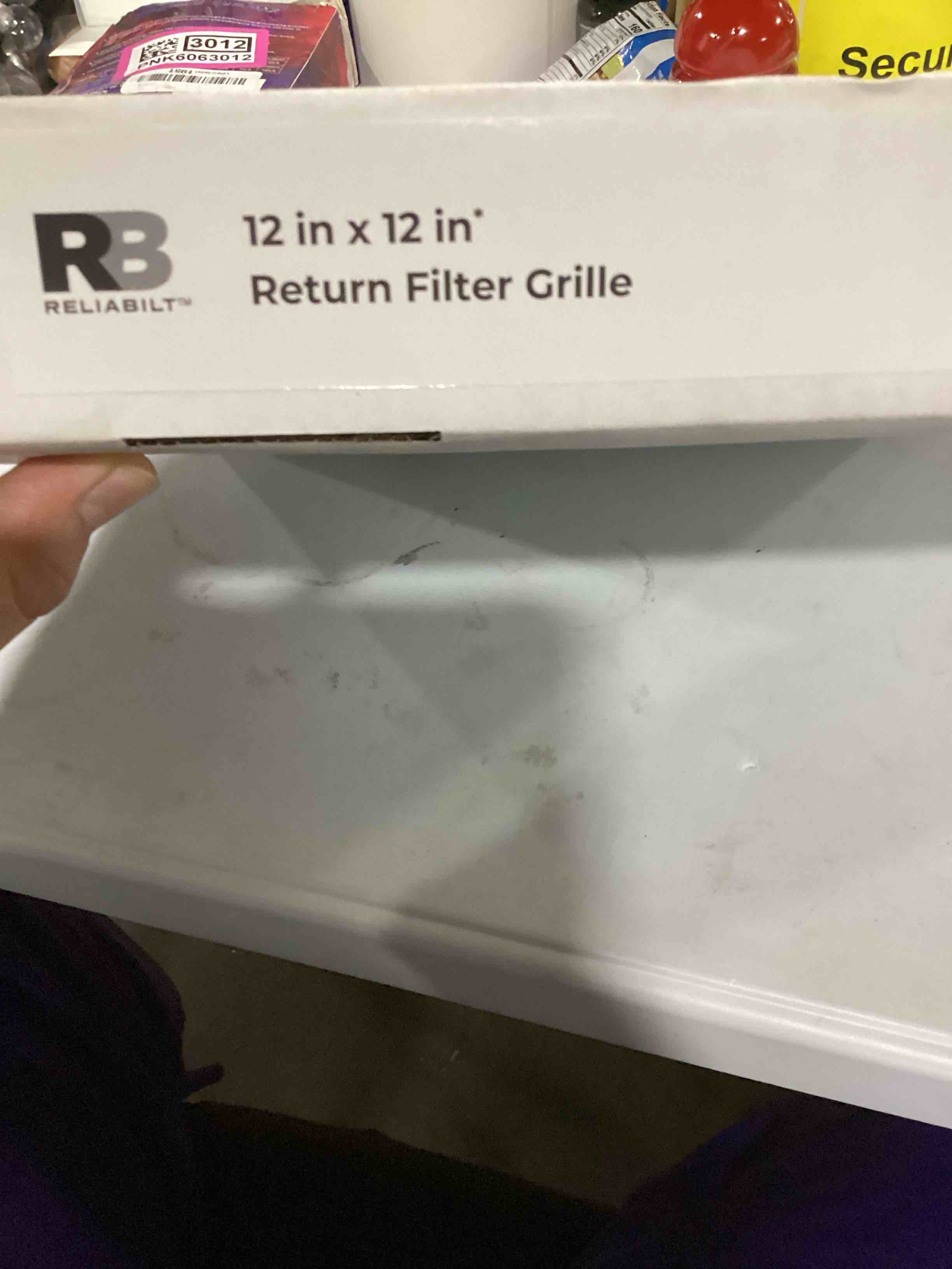 Condition photo showing Good Condition for reliabilt 12 x 12 in / 30.48 cm x 30.48 cm return filter grille 