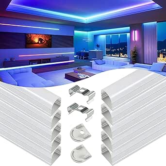 Muzata 10Pack 3.3FT/1M Spotless LED Channel System with Milky White Frosted Diffuser,Silver Deep Aluminum Profile Housing Track for Strip Tape Light U101 1M WW,LU2 LN1 LW1