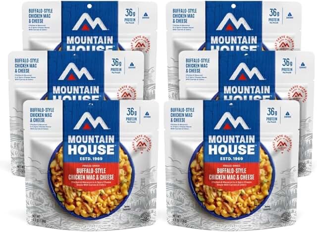 (08/2054) Case Of 6 pack Mountain House Buffalo Style Chicken Mac & Cheese 