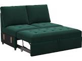 Pull Out Sofa Bed Module Part For Modular Sectional Sleeper Sofa Armless Loveseat With Pull Out Bed For Sectional Couch Body Fabric: Green Velvet