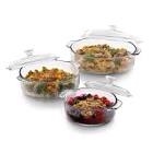 Libbey Baker s Basics 3-Piece Glass Casserole Baking Dish Set with Glass Covers