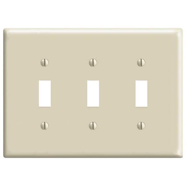 ( case of 14)Triple Toggle Wall Plate slmond Metal 