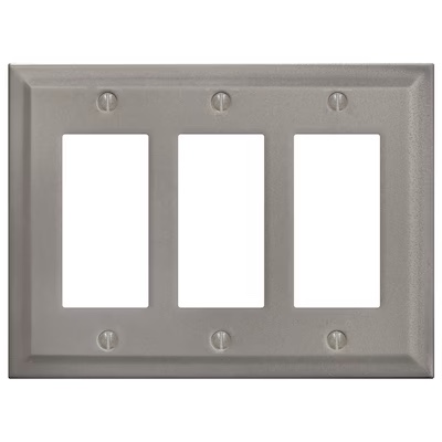 allen + roth Bevel 3 -Gang Standard Size Brushed Nickel Nickel Indoor Decorator Wall 