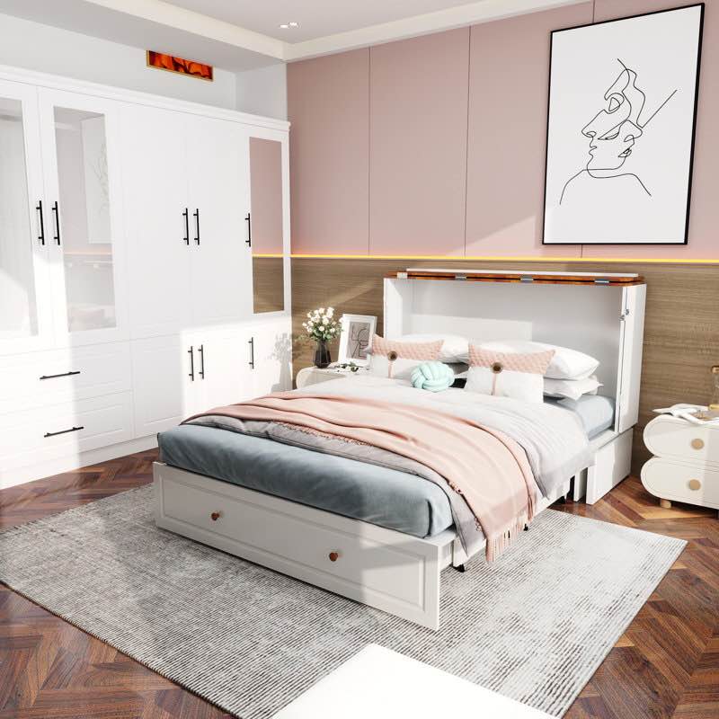 Queen Size Murphy Bed with 2 Storage Drawers( incomplete)