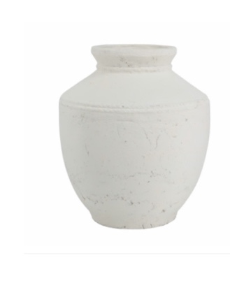 D12x14" Round Terracotta Vase with Natural White Finish 1EA/CTN