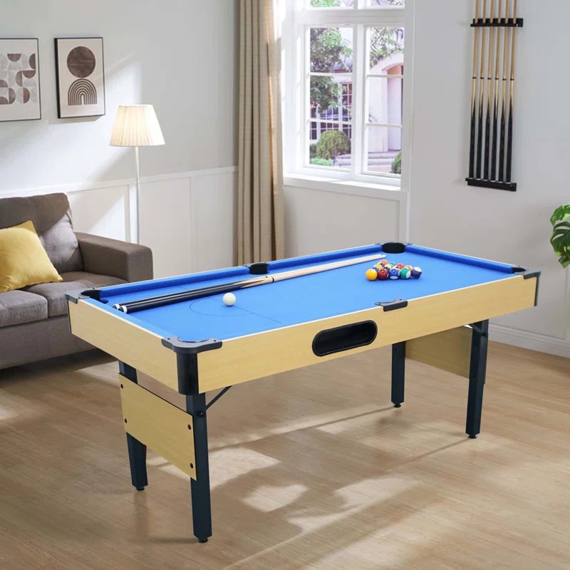 6-Ft Pool Table For Families With Easy Folding For Storage, Includes Balls, Cues, Chalk