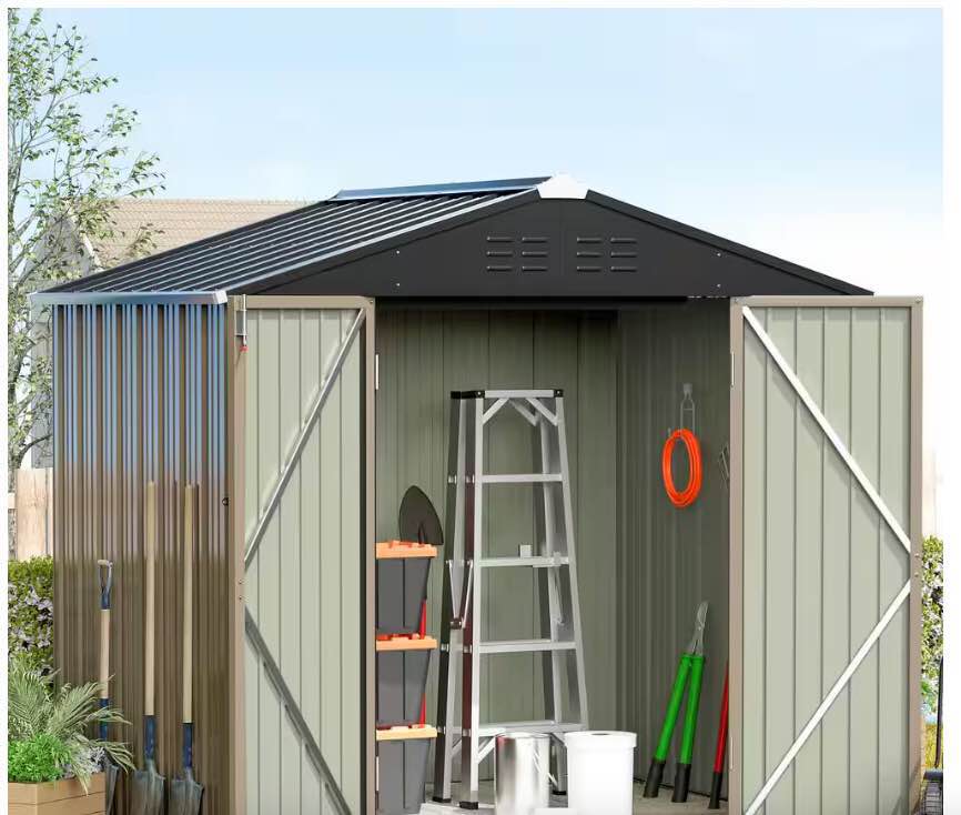 G02DG521-1 8 ft W * 6 ft D metal storage Shed ( incomplete only one box)