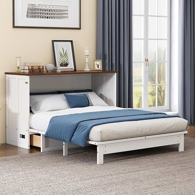 (similar  incomplete box 1 only) Merax Modern Farmhouse Solid Wood Captain Bed with Trundle, Full Bed Frame with 2 Drawers/Space Saving/Wood Slat Support/Full black +Walnut