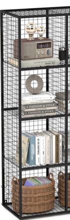 (Similar) 4 Cube Wire Storage Organizer, Modular Metal Wire Cube Shelving, Freestanding & Wall-Mounted Storage Rack for Living Room, Office, or Garage Wall Organizer Black Cube Storage Shelves