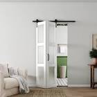 3 Lite Frosted Glass Prefinished Bi-Fold Barn Door With Hardware Kit, Assembly required (incomplete)