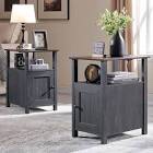 Willkie Farmhouse Nightstand Set , End Table with Charging Station, w/Barn Door & Open Shelves