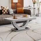 Skailar Pedestal Coffee Table,Faux Marble Top Metal Base  (incomplete)