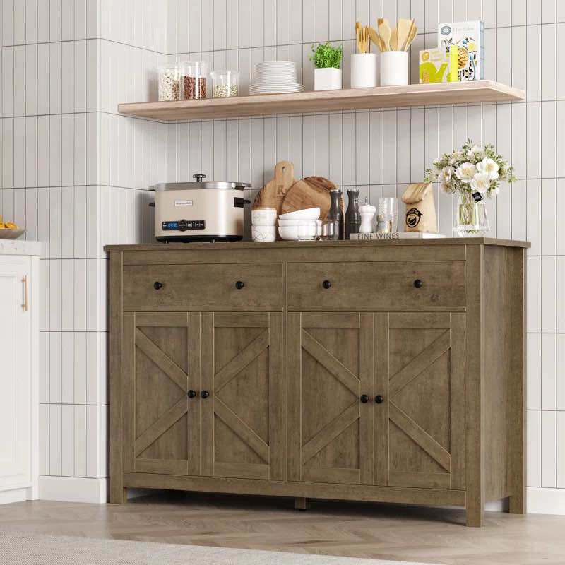 Zosia 55.1" Modern Sideboard Buffet, Credenza Storage Cabinets, Adjustable Shelves