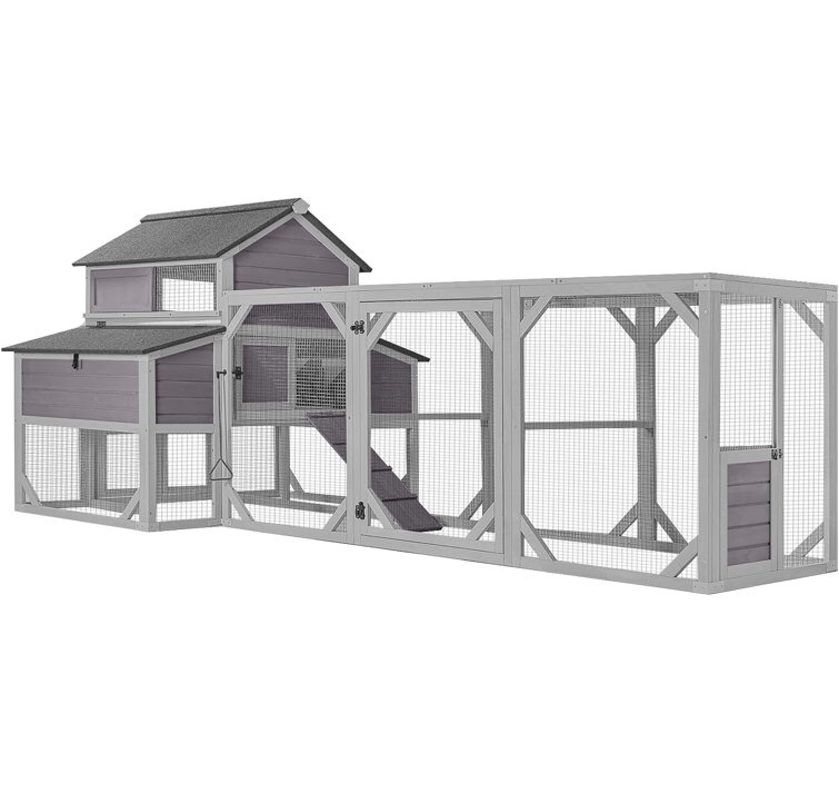 (Incomplete box 1/2) Chicken Coop Extra Large Chicken House 41.3ft² for 8-10 Chickens Outdoor Wooden Hen House Poultry Cage with 6 Nesting Boxes, 6 Perches, Large Run 118" L