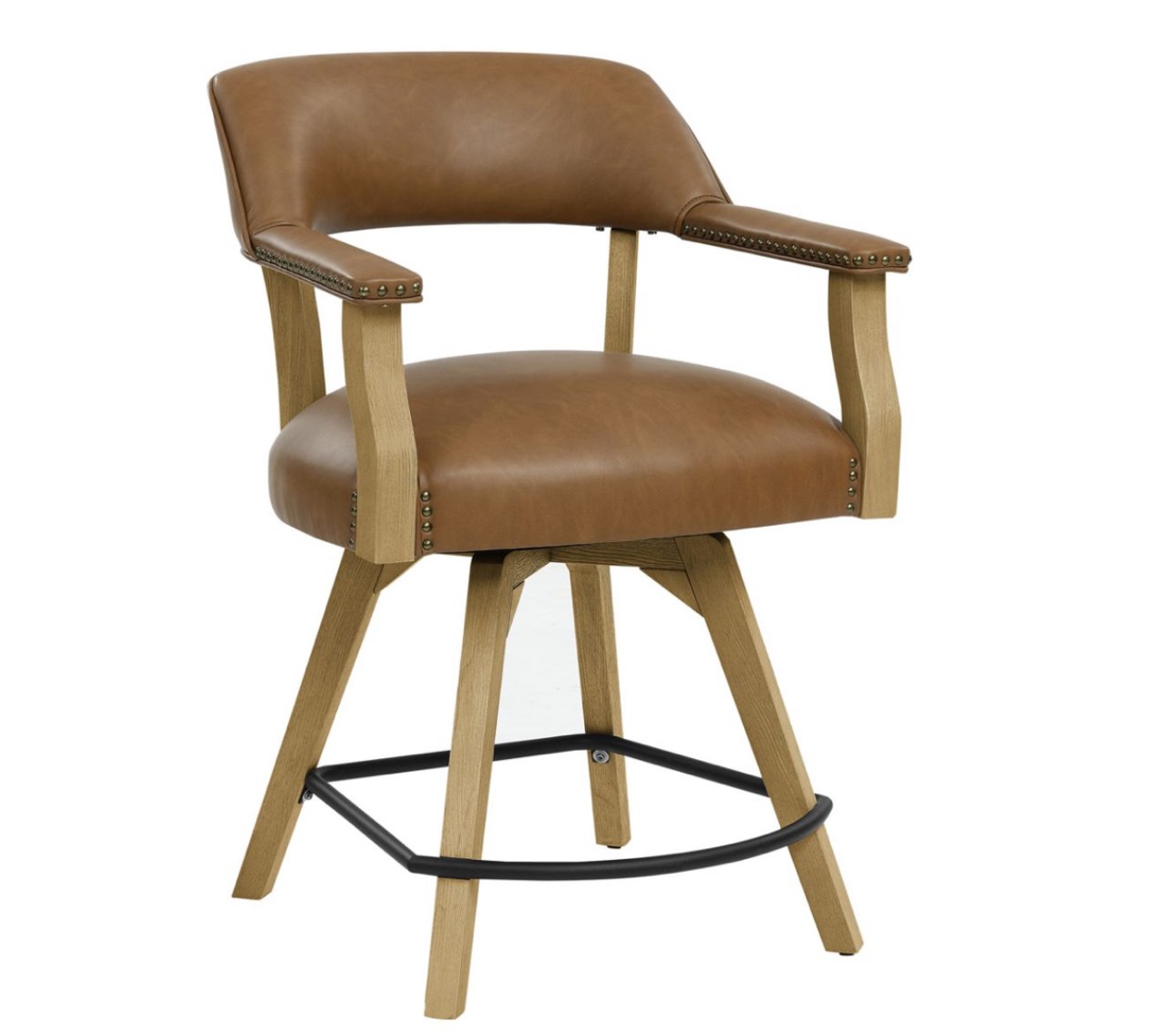 Rylie Camel Upholstered Counter Height Arm Chair