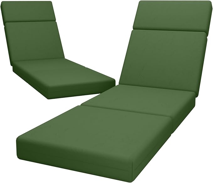 1- Piece Outdoor Chaise Lounge Chair Cushion, 80"X26"X4" Color / Pattern: Green