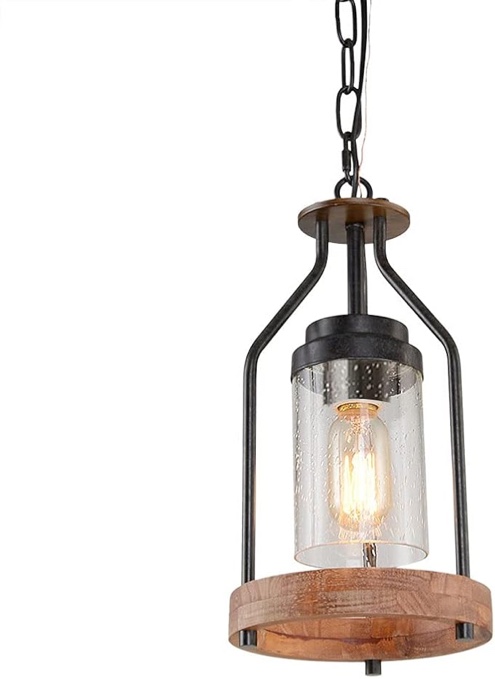 Rustic Cylinder Pendant Light Retro Island Pendant Lighting Fixture, Farmhouse Kitchen Hanging Ceiling Light With Glass Shade For Bedroom Living Room Bathroom 1 pcs 
