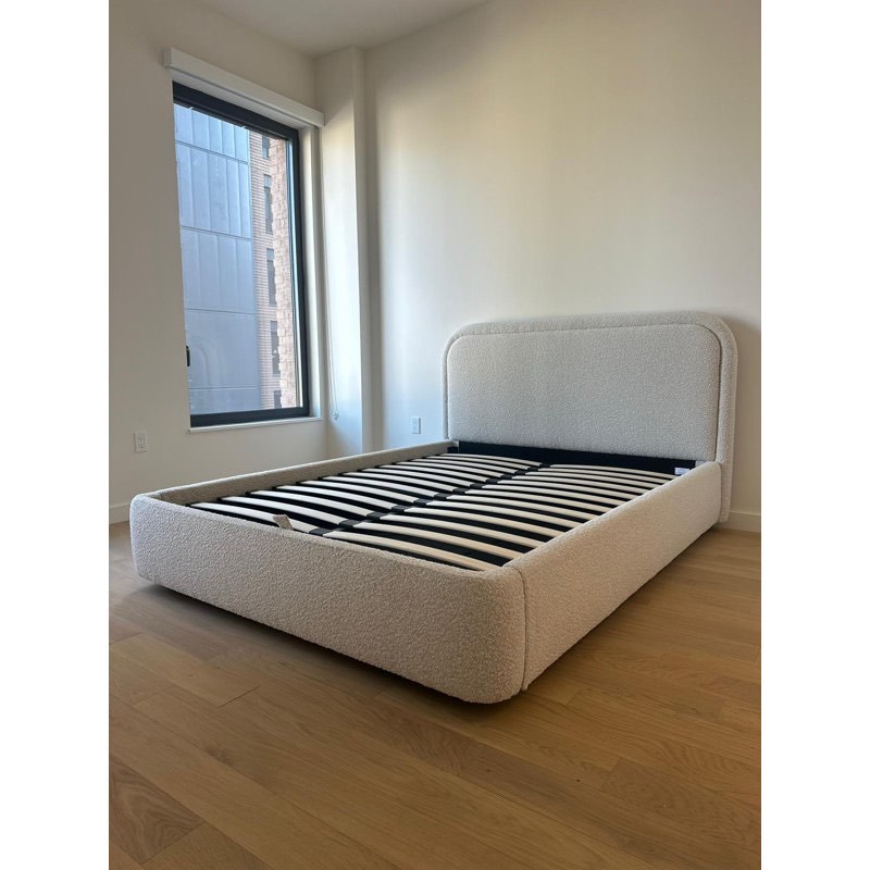 ( incomplete box 2/2) Premium Upholstered Aurora Lift-Up Storage Bed, Performance Boucle Fabric, Jiske Queen