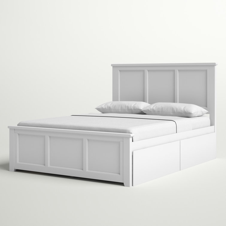 ( incomplete,)Amear Solid Wood Storage Platform Bed with Under Bed Drawers Size: Queen, Color: White