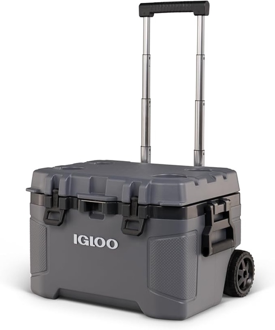 Igloo Trailmate 52Qt Wheeled Cooler, Insulated Hard Shell Ice Chest, Carbonite
