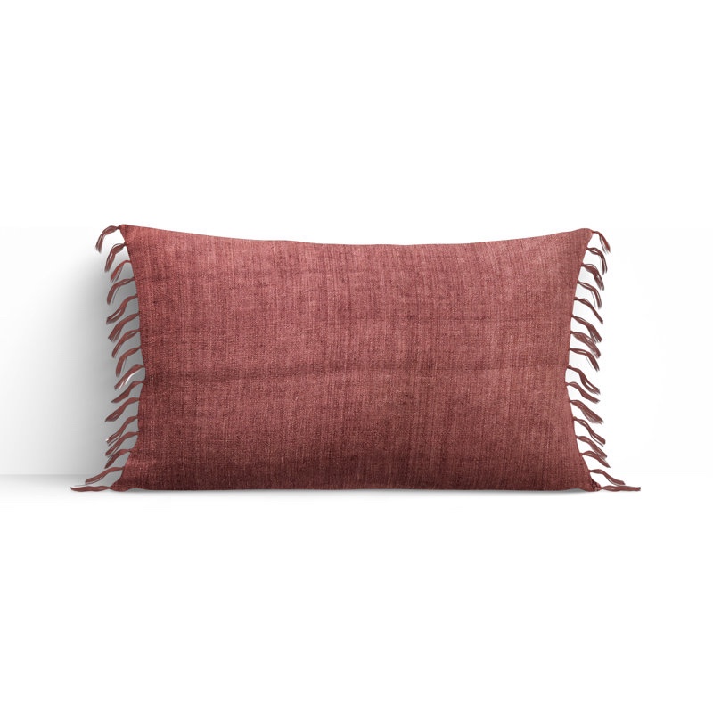 Sharron Tassels Linen Reversible Throw Pillow 13” x 21”